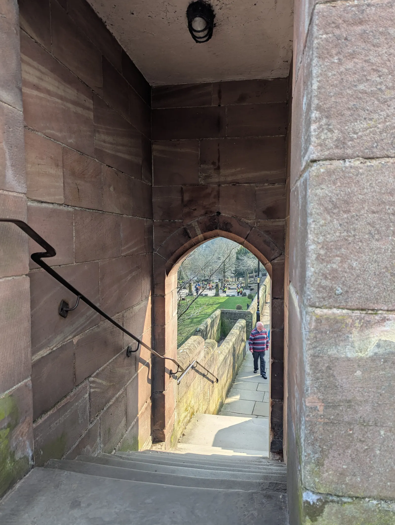 Stone archway and steps on Chester's Roman city walls