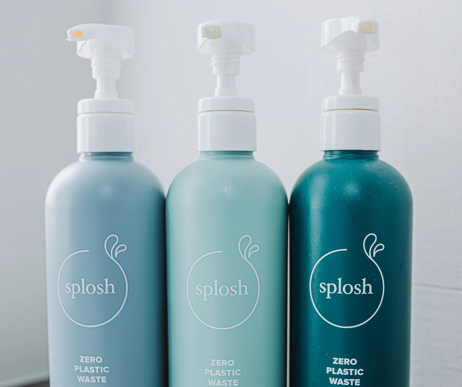 Refillable zero-plastic-waste shower gel, shampoo and conditioner bottles