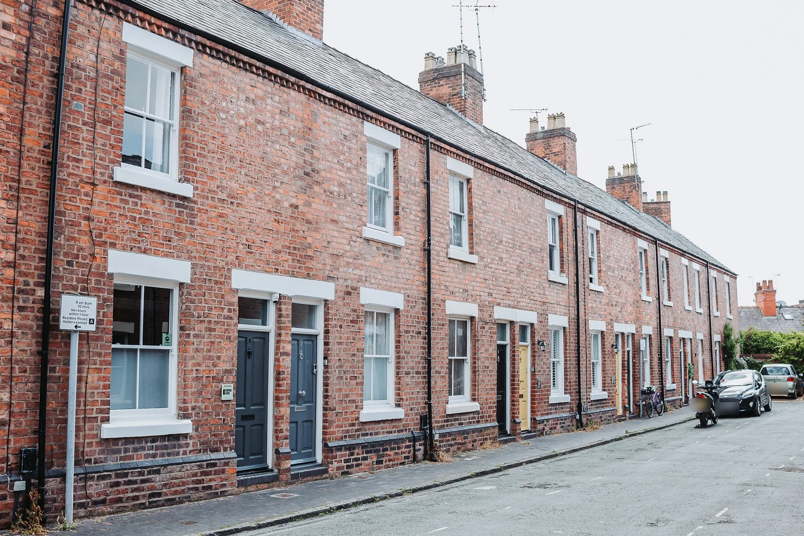 Steele Street, the quiet red-brick terrace in central Chester where Enjoy the Pause sits
