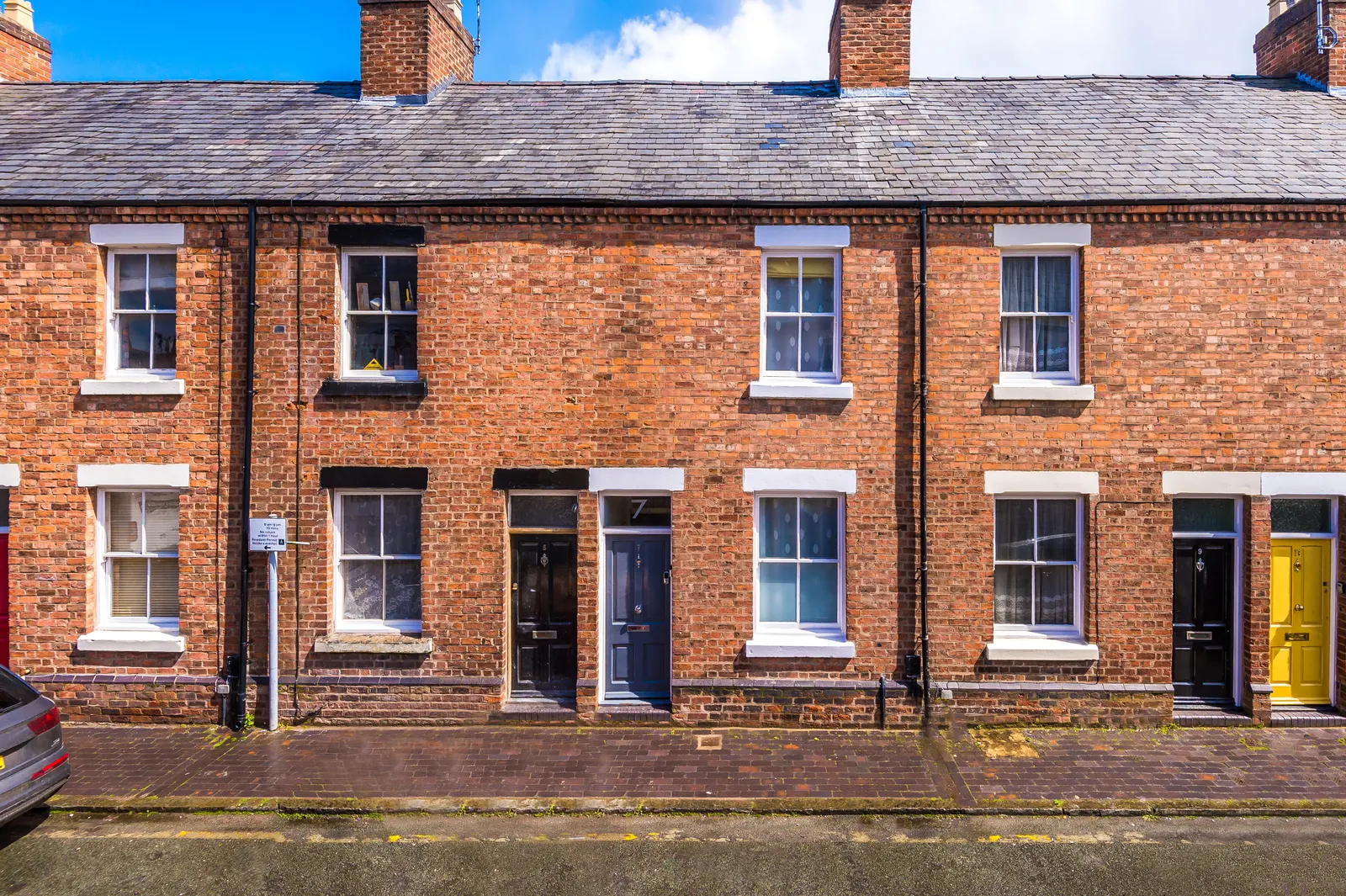 Red-brick Victorian terraced street in central Chester, home of Enjoy the Pause
