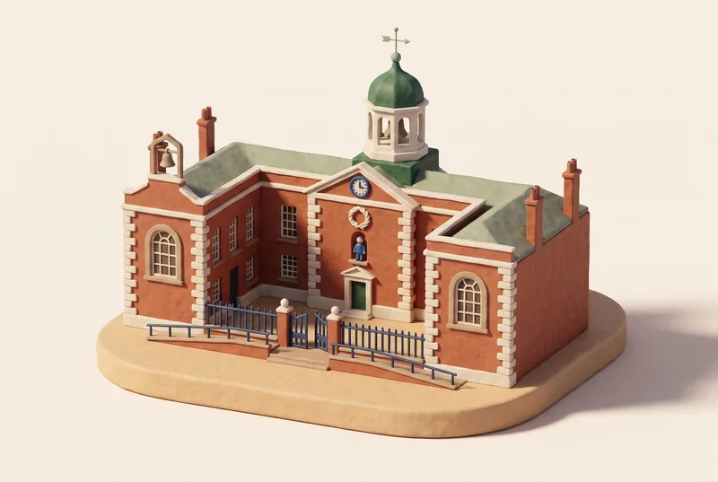 AI-created miniature diorama of Bluecoat School in Chester, modelled from a verified photograph.