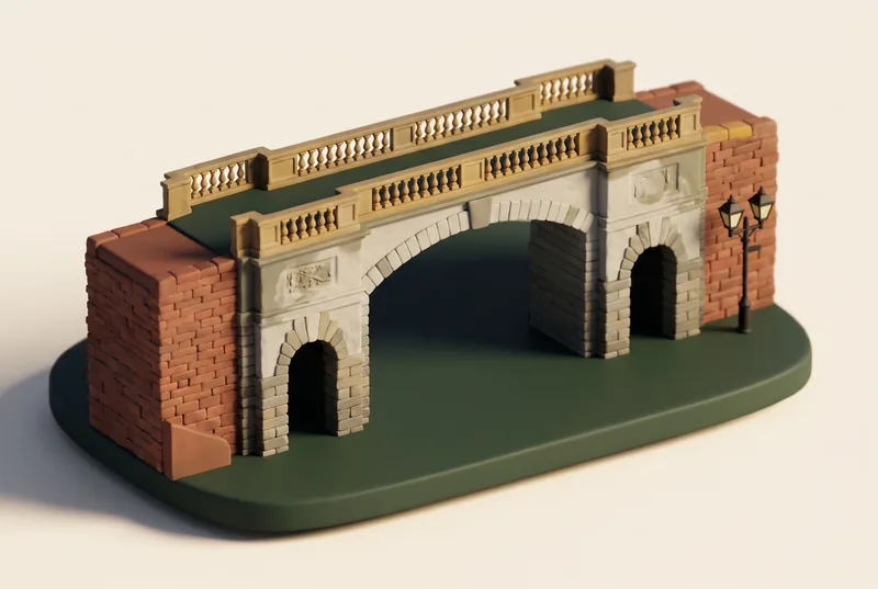 AI-created miniature diorama of Bridgegate in Chester, modelled from a verified photograph.