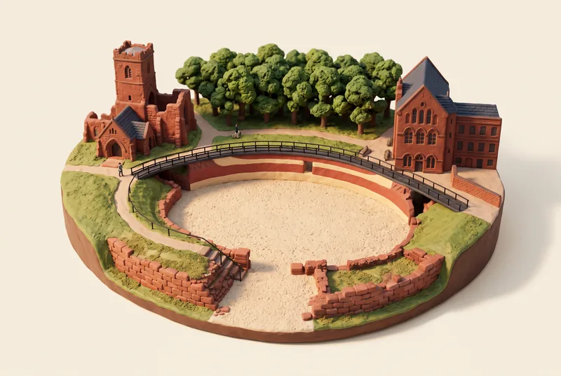AI-created miniature diorama of Chester Roman Amphitheatre in Chester, modelled from an Enjoy the Pause photograph.