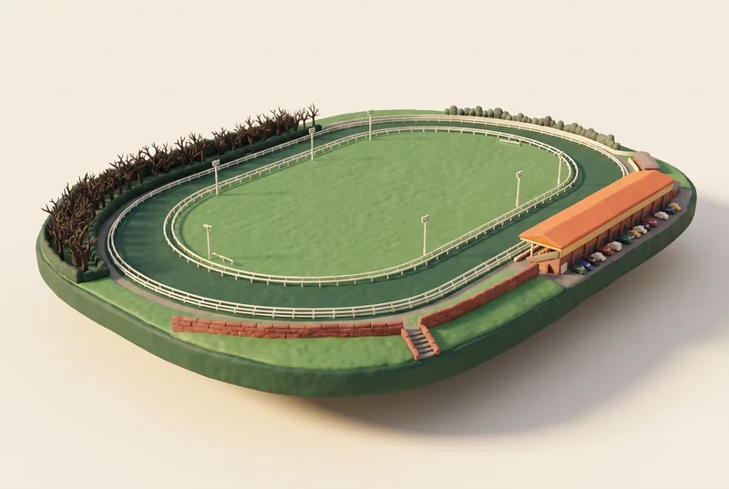 AI-created miniature diorama of Chester Racecourse on the Roodee in Chester, modelled from an Enjoy the Pause photograph.
