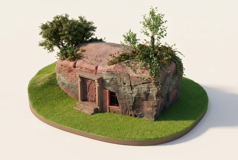 AI-created miniature diorama of Minerva's Shrine in Chester, modelled from a verified photograph.