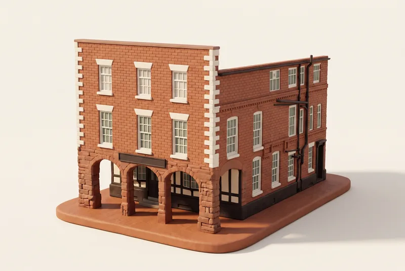 AI-created miniature diorama of The Pied Bull in Chester, modelled from a verified photograph.