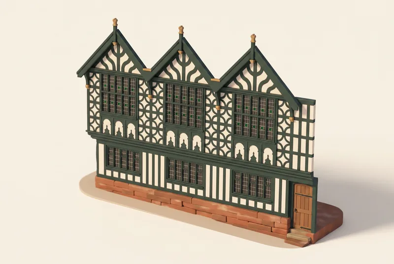 AI-created miniature diorama of Stanley Palace in Chester, modelled from a verified photograph.